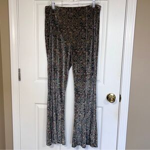 Gigio USA Floral Flare Pants Boho Bell Bottoms Retro Hippie Festival Size Large
